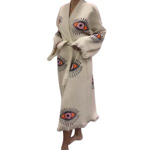 Handmade Evil Eye Kimono, Robe, Kaftan 100% COTTON one size